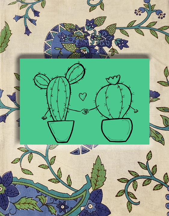 Cacti Holding Hands Postcards